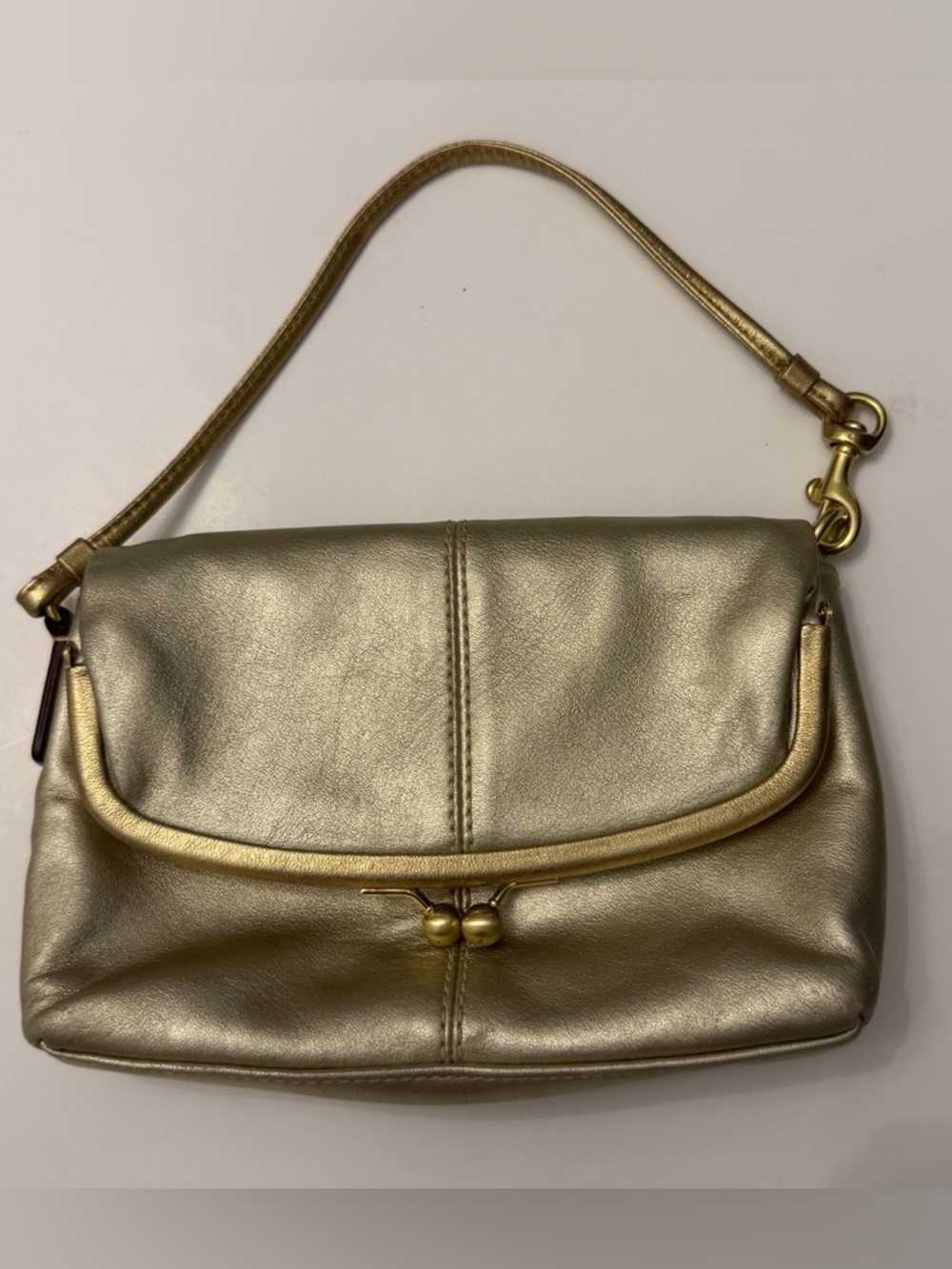 Vintage Coach Metallic Gold Leather Wristlet Clutch - Picture 10 of 12